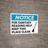 Notice: For Sanitary Reasons Help Keep Place Clean Broom Icon Landscape - Wall Sign
