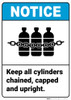 Notice: Keep Cylinders Chained Capped Upright Chained Cylinders Icon Portrait ANSI - Wall Sign