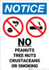 Notice: No Peanuts Tree Nuts Crustaceans Smoking with Icon Portrait - Wall Sign