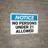 Notice: No Persons Under Allowed Landscape - Wall Sign