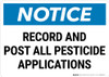 Notice: Record Post Pesticide Applications Landscape - Wall Sign