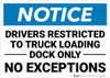 Notice: Drivers Restricted Truck Loading Dock Only No Exceptions Landscape - Wall Sign