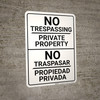 Bilingual Spanish No Trespassing Private Property - Wall Sign