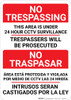 No Trespassing: Bilingual Spanish Surveillance - Wall Sign No Trespassing: Bilingual Spanish Surveillance - Wall Sign