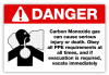 Danger - Carbon Monoxide Label Danger - Carbon Monoxide Label