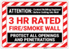 Attention Fire Smoke Wall with Hazard Border Landscape - Wall Sign