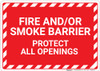 Fire And Or Smoke Barrier with Hazard Border Landscape - Wall Sign