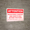 Attention: Registered Campers Guests Only Vehicles Display Pass Landscape - Wall Sign Attention: Registered Campers Guests Only Vehicles Display Pass Landscape - Wall Sign