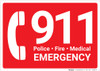 911 Police Fire Medical Emergency with Icon Landscape - Wall Sign 911 Police Fire Medical Emergency with Icon Landscape - Wall Sign