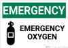 Emergency Emergency Oxygen with Icon Landscape - Wall Sign