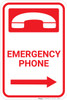 Emergency Phone with Icon and Right Arrow Portrait - Wall Sign