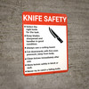 Knife Safety Guidelines with Icon Portrait - Wall Sign Knife Safety Guidelines with Icon Portrait - Wall Sign