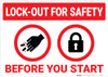 Lock Out For Safety Before You Start with Icons Landscape - Wall Sign Lock Out For Safety Before You Start with Icons Landscape - Wall Sign
