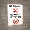 No Digging No Metal Detectors with Icons Portrait - Wall Sign