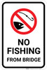 No Fishing From Bridge with Icon Portrait - Wall Sign