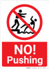 No Pushing with Icon Portrait - Wall Sign