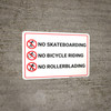 No Skateboarding No Bicycle Riding No Rollerblading with Icons Landscape - Wall Sign