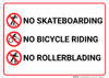No Skateboarding No Bicycle Riding No Rollerblading with Icons Landscape - Wall Sign