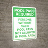 Pool Pass Required Portrait - Wall Sign