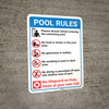 Pool Rules Please Shower Before Entering with Icons Portrait - Wall Sign