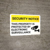 Security Notice This Property Protected By Surveillance with Icon Landscape - Wall Sign