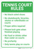 Tennis Court Rules Portrait - Wall Sign