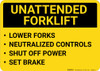 Unattended Forklift Rules Landscape - Wall Sign