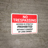 No Trespassing Access Is Strictly Prohibited Landscape - Wall Sign No Trespassing Access Is Strictly Prohibited Landscape - Wall Sign
