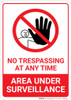 No Trespassing Area Under Surveillance with Icon Portrait - Wall Sign No Trespassing Area Under Surveillance with Icon Portrait - Wall Sign