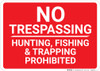 No Trespassing Hunting Fishing Trapping Prohibited Red Landscape - Wall Sign No Trespassing Hunting Fishing Trapping Prohibited Red Landscape - Wall Sign