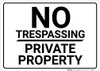 No Trespassing Private Property White Landscape - Wall Sign