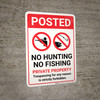 Posted No Hunting No Fishing Private Property with Icons Portrait - Wall Sign