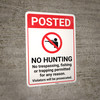 Posted No Hunting No Trespassing Fishing Or Trapping with Icon Portrait - Wall Sign