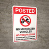 Posted No Motorized Vehicles No Trespassing with Icon Portrait - Wall Sign Posted No Motorized Vehicles No Trespassing with Icon Portrait - Wall Sign