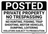 Posted Private Property No Trespassing Violators Subject To Prosecution Landscape - Wall Sign