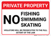 Private Property No Fishing Swimming Skating Landscape - Wall Sign Private Property No Fishing Swimming Skating Landscape - Wall Sign