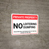 Private Property No Loitering Dumping Landscape - Wall Sign Private Property No Loitering Dumping Landscape - Wall Sign