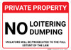 Private Property No Loitering Dumping Landscape - Wall Sign Private Property No Loitering Dumping Landscape - Wall Sign