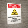 Restricted Area Radio Frequency Hazard with Icon Portrait - Wall Sign Restricted Area Radio Frequency Hazard with Icon Portrait - Wall Sign