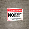 Private Property: No Swimming Boating Fishing Violators Prosecuted Landscape - Wall Sign Private Property: No Swimming Boating Fishing Violators Prosecuted Landscape - Wall Sign