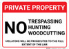 Private Property: No Trespassing Hunting Woodcutting Violators Prosecuted Landscape - Wall Sign Private Property: No Trespassing Hunting Woodcutting Violators Prosecuted Landscape - Wall Sign