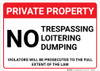 Private Property: No Trespassing Loitering Dumping Violators Prosecuted Landscape - Wall Sign Private Property: No Trespassing Loitering Dumping Violators Prosecuted Landscape - Wall Sign