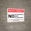 Private Property: No Trespassing Skateboarding Biking Rollerblading Violators Prosecuted Landscape - Wall Sign