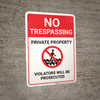 No Trespassing: Private Property Violators Prosecuted Walking on Tracks Icon Portrait - Wall Sign No Trespassing: Private Property Violators Prosecuted Walking on Tracks Icon Portrait - Wall Sign