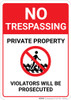 No Trespassing: Private Property Violators Prosecuted Walking on Tracks Icon Portrait - Wall Sign No Trespassing: Private Property Violators Prosecuted Walking on Tracks Icon Portrait - Wall Sign