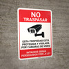 No Trespassing: This Property Is Protected By Video Surveillance Alarm In Use Video Camera Icon Spanish Portrait - Wall Sign