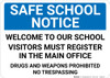 Safe School Notice: Welcome To Our School Landscape - Wall Sign Safe School Notice: Welcome To Our School Landscape - Wall Sign