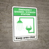 Emergency Shower/Eyewash Station: Shower Eye Wash Keep Clear Shower and Eye Wash Station Icon Portrait - Wall Sign Emergency Shower/Eyewash Station: Shower Eye Wash Keep Clear Shower and Eye Wash Station Icon Portrait - Wall Sign