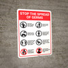 Stop The Spread Of Germs: Eight Rules with Icons Portrait - Wall Sign