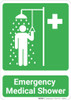 Emergency Medical Shower with Icons Portrait - Wall Sign